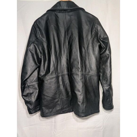 Burk's Bay Womens Leather Full Zip Jacket Sz XL Black Moto Edgy Minimalist - Picture 4 of 11